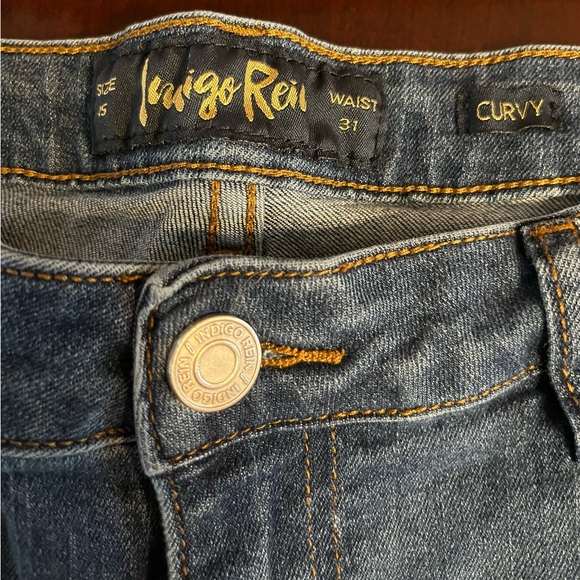 Women’s cropped blue jeans ripped size 15. Waist 31 Indigo Rein curvy - Picture 3 of 11